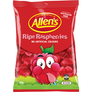 5 PACK of Allen's Ripe Raspberries Lollies Bag 190g