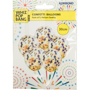 5 PACK of Korbond Stars Confetti Balloons Assorted 5 pack