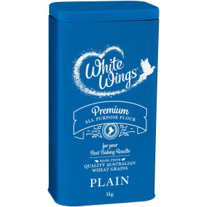 5 PACK of White Wings Plain Flour Tin  1kg