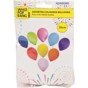 5 PACK of Korbond Party Balloons Assorted Colours 25 pack