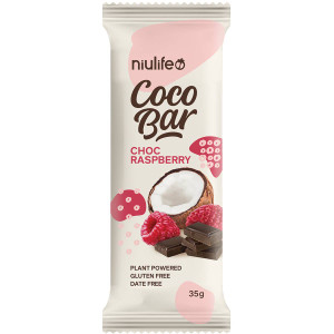 5 PACK of Niulife Coco Bar Chocolate Raspberry  35g