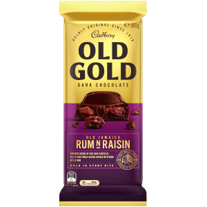 5 PACK of Cadbury Old Gold Dark Chocolate Old Jamaica Rum 'n' Raisin 180g