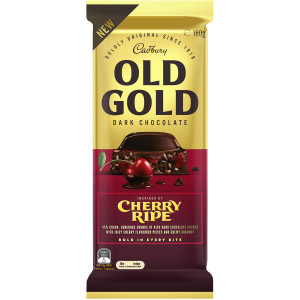 5 PACK of Cadbury Old Gold Dark Chocolate Cherry Ripe Block 180g