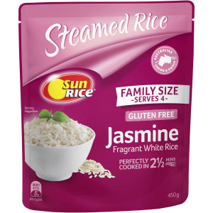 5 PACK of Sunrice Microwave Fragrant Jasmine Rice Family 450g