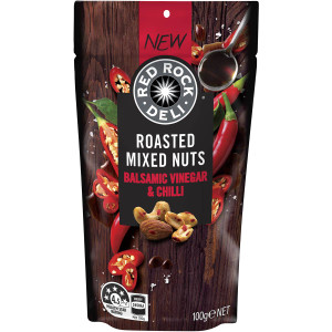 5 PACK of Red Rock Deli Roasted Mixed Nuts Balsamic, Vinegar & Chilli 100g