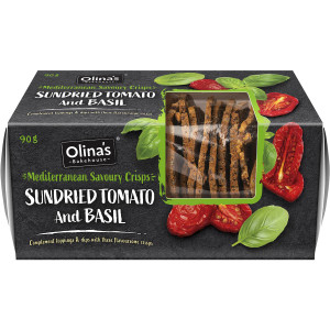 5 PACK of Olina's Sundried Tomato & Basil Crackers 90g