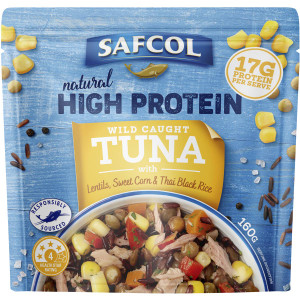 5 PACK of Safcol Tuna Pouch Lentils & Black Rice 160g