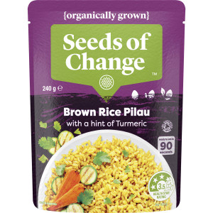 5 PACK of Seeds Of Change Organic Brown Rice Pilau With Tumeric 240g