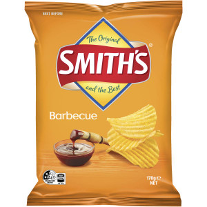 5 PACK of Smith's Crinkle Cut Potato Chips Barbecue 170g