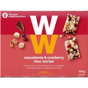 5 PACK of Weight Watchers Macadamia & Cranberry Bars 4 pack