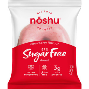5 PACK of Noshu 97% Sugar Free Strawberry Donut 45g