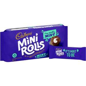 5 PACK of Cadbury Mint Mini Rolls 5 pack