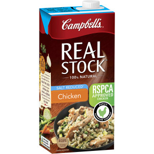 5 PACK of Campbell's Real Chicken Liquid Stock Salt Reduced 1l