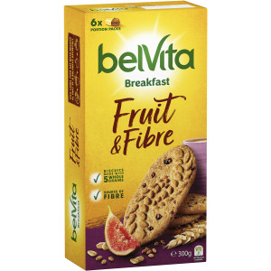 5 PACK of Belvita Fruit & Fibre Breakfast Biscuits 300g