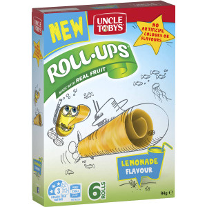 5 PACK of Uncle Tobys Roll Ups Lemonade Flavour  6 pack