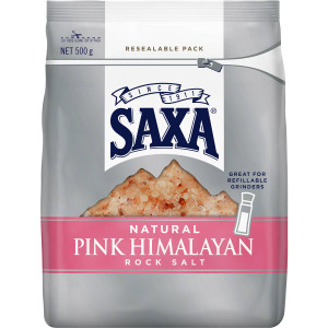 5 PACK of Saxa Natural Pink Himalayan Rock Salt 500g