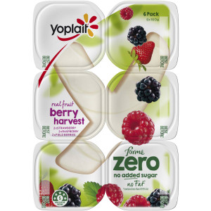 5 PACK of Yoplait Forme Zero Berry Harvest Yoghurts 6 pack