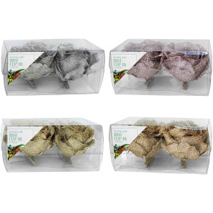 5 PACK of Christmas Woodland Rose Clip On Assorted 2 pack