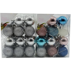 5 PACK of Christmas Magical 30mm Baubles Assorted 24 pack