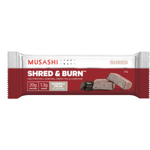 5 PACK of Musashi Shred & Burn Protein Bar Cookies & Cream 60g