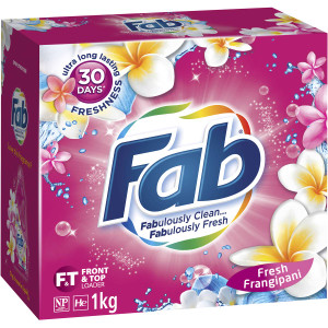 5 PACK of Fab Frangipani Front & Top Loader Laundry Powder 1kg