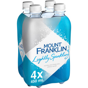 5 PACK of Mount Franklin Lightly Sparkling Water Bottle 450ml x4 pack