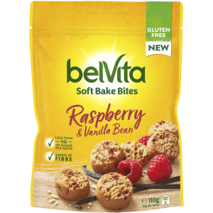 5 PACK of Belvita Soft Bake Bites Raspberry & Vanilla Bean 110g