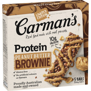 5 PACK of Carman's Peanut Butter Brownue Protein Bars 5 pack