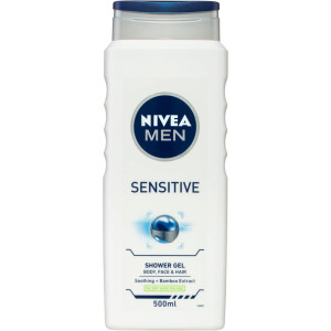 5 PACK of Nivea Men Shower Gel & Body Wash For Sensitive Skin 500ml