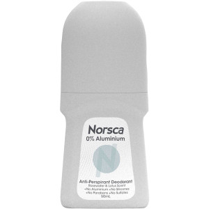 5 PACK of Norsca 0% Aluminium Antiperspirant Rosewater & Lotus Roll-on 50ml