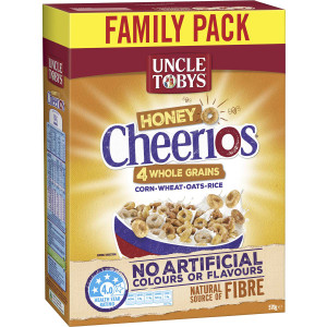 5 PACK of Uncle Tobys Cereal Cheerios Honey 570g