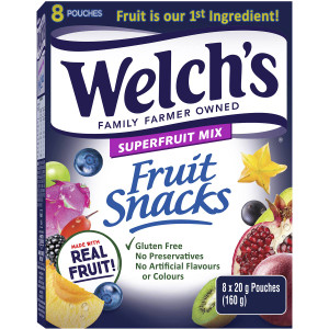 5 PACK of Welch's Super Fruit Mix Fruit Snacks 160g