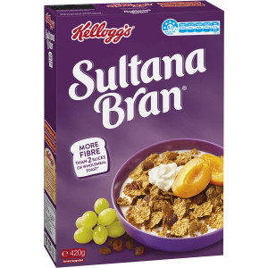 5 PACK of Kellogg's Sultana Bran High Fibre Breakfast Cereal 420g