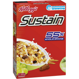 5 PACK of Kellogg's Sustain Whole Grain Flakes Cereal 480g