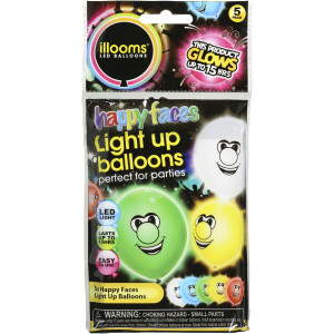 5 PACK of Illooms Balloons Led Light Up Faces 5 pack