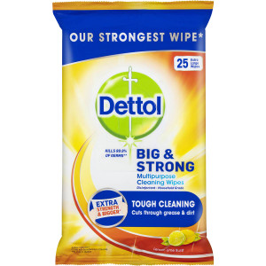 5 PACK of Dettol Kitchen Antibacterial Cleaning Wipes Citrus 25 pack
