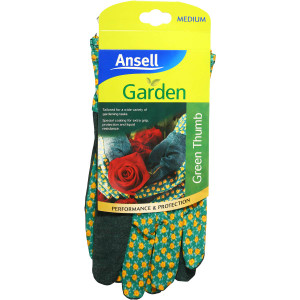 5 PACK of Ansell Garden Gloves Green Thumb Medium 1pk