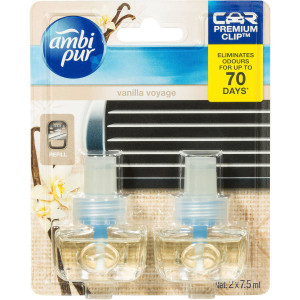 5 PACK of Ambi Pur Premium Clip Car Air Freshener Refill Vanilla Voyage 2 x7.5ml
