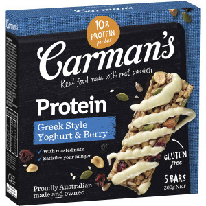 3 PACK OF Carman's Greek Yoghurt & Berry Protein Bars 5 pack
