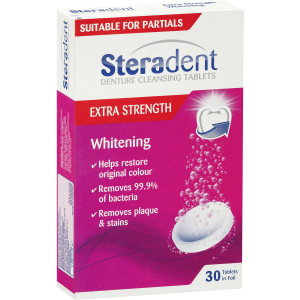 3 PACK OF Steradent Denture Care Tablets Extra Strength 30 pack