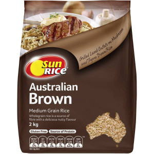 3 PACK OF Sunrice Brown Rice Medium Grain  2kg