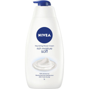 3 PACK OF Nivea Rich Moisture Soft Shower Gel & Body Wash 1l