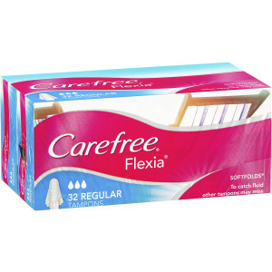 3 PACK OF Carefree Flexia Regular Tampons 32 pack