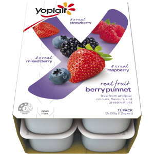 3 PACK OF Yoplait Classics Berry Punnet Yoghurt 12x100g