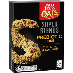 3 PACK OF Uncle Tobys Super Blends Prebiotic Fibre Turmeric & Coconut 8 pack