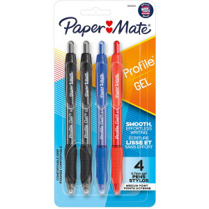 3 PACK OF Papermate Profile Gel Pens 0.7mm Assorted 4 pack