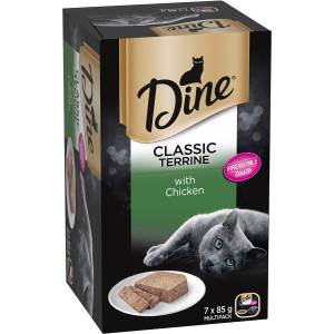 3 PACK OF Dine Wet Cat Food Classic Terrine With Chicken Tray 7 pack