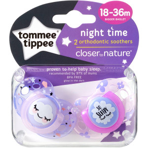 3 PACK OF Tommee Tippee Closer To Nature Night-time Soothers 18 To 36 Months 2 pack