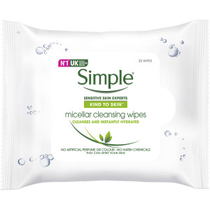3 PACK OF Simple Kind To Skin Facial Wipes Micellar 25 pack