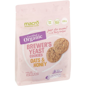 3 PACK OF Macro Organic Brewers Yeast Cookies Oats & Honey 210g